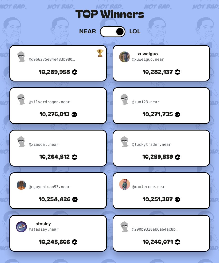 My mint rewards vs. $LOL whales 🐳 😅
But it was at least fun 🤩 

<a href="/LOLMemecoin/">LOL Memecoin | NEAR</a> #NEARProtocol #memecoin