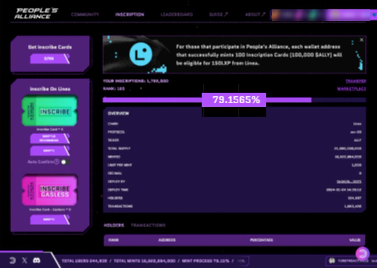 Crypto_Benz's tweet photo. 📌 ใครจะเก็บ #LineaXP ยังพอมีเวลาครับ
ตอนนี้สถานะล่าสุด มิ้นท์ไปแล้ว 79%
ใช้ Permanent Invitation Link เข้าทีมผมได้
https://t.co/m1ENVUVAY9
หรือ กรอก Invite code: FOZDA5
ล่าสุดปรับทั้งเว็บเป็น mint ได้สูงสุดครั้งละ 10 inscription card เพื่อลดความเหลื่อมล้ำจากก่อนหน้านี้ 🤣
ดังนั้นถ้าท่านจะมิ้นท์ 100 inscription card เพื่อให้เข้าเงื่อนไขรับ 150 Linea XP ก็ต้องมิ้นท์ 10 รอบ รอบละประมาณ $1
เวลาที่ควรมิ้นท์คือช่วงเช้า สาย บ่าย
ส่วนช่วงหลังจากนั้นจนดึก ยิ่งดึกค่าแก๊สยิ่งแพงครับ
#JoinTheAlliance #JoinTheAllianceCode
#ParticleNetwork #Linea
