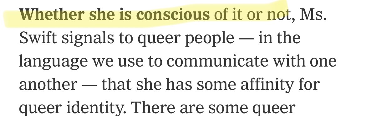 2young2manic's tweet photo. a common narrative i’m seeing is that the author asserts that taylor is queer and demands everyone to accept it - when in reality she is so incredibly clear about it being a POSSIBILITY. i’m so tired of being attacked by people who have no idea what we believe or what was said. https://t.co/BtHJSH2ynT