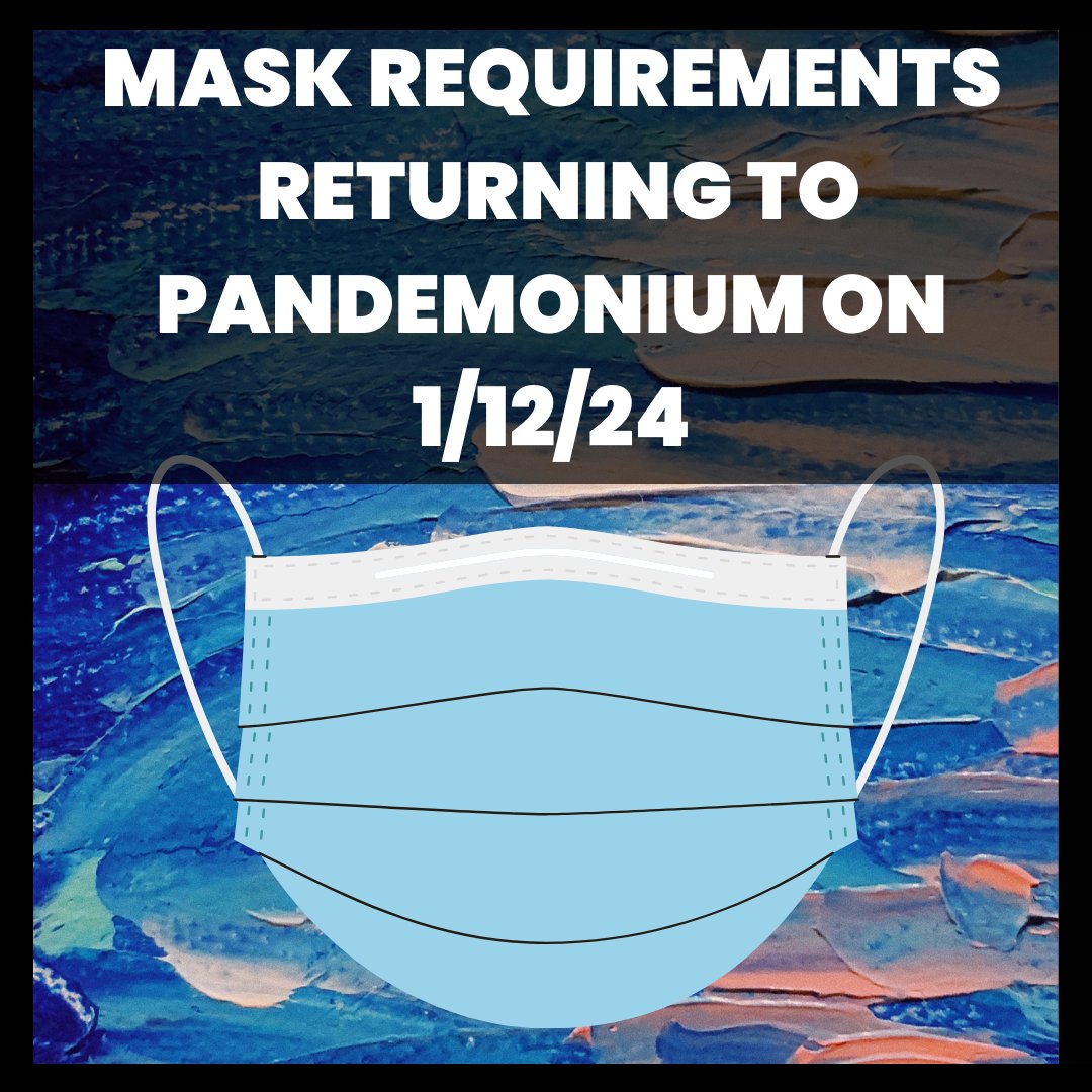 Due to the rise in COVID cases, Pandemonium will be reinstating its mask mandate starting on Friday, January 12th. All staff and customers will be required to wear masks. Masks will be available at the register. We will review this policy at the end of January.