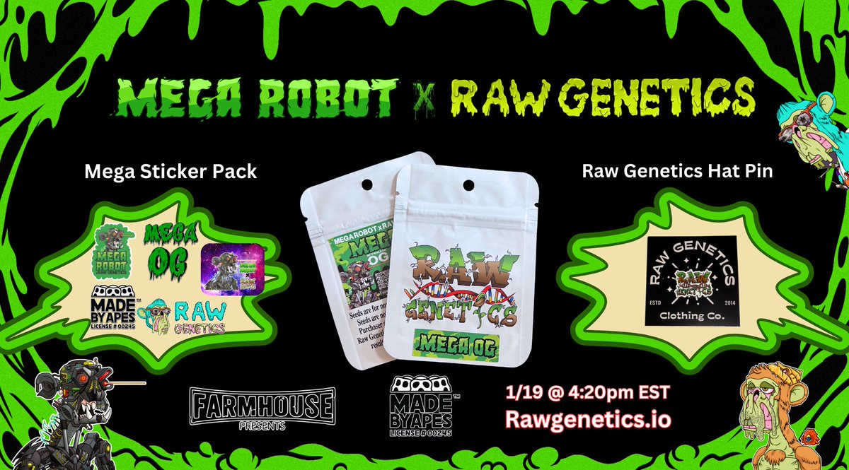 Raw_Genetics_'s tweet photo. I am excited to announce our collaboration with Mega Robot Brand, we are working together to bring you #MegaOg . Mega OG is a combination of Classic Skywalker OG x Pavรจ. Pavรจ is a great spin on a newer OG Kush with better branching and thicker stems while retaining the classic kush profile you know and love. Adding Skywalker into the mix increases the intensity of the kush with those deep kush tones that keep you coming back. @MegaRobot420 @farmhouse_inc @NeptuneSeedBank #MegaRobot x #RawGenetics