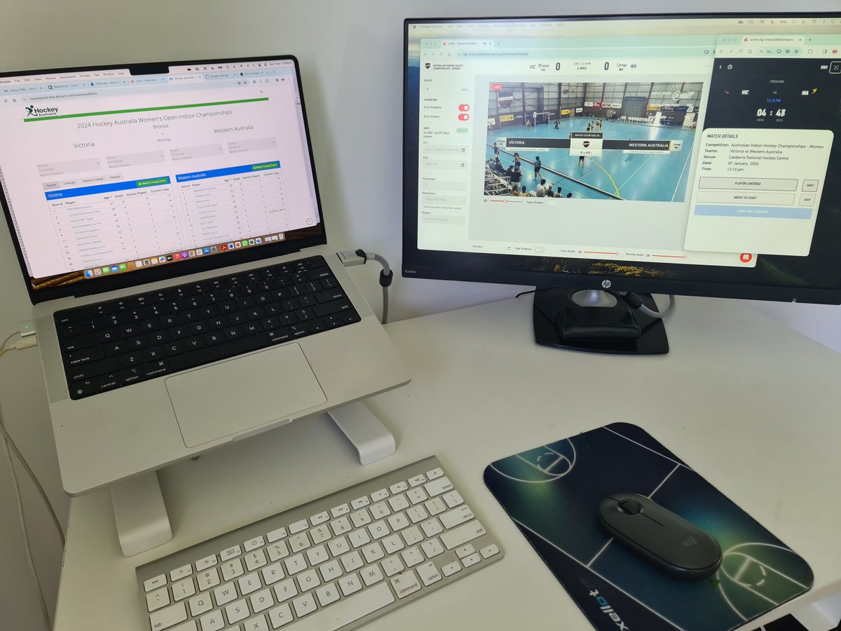 Remote production desk for another day of the National Indoor Hockey Championships from Canberra 
AI Cameras ✅
<a href="/LIGRLive/">LIGRLive</a> ✅