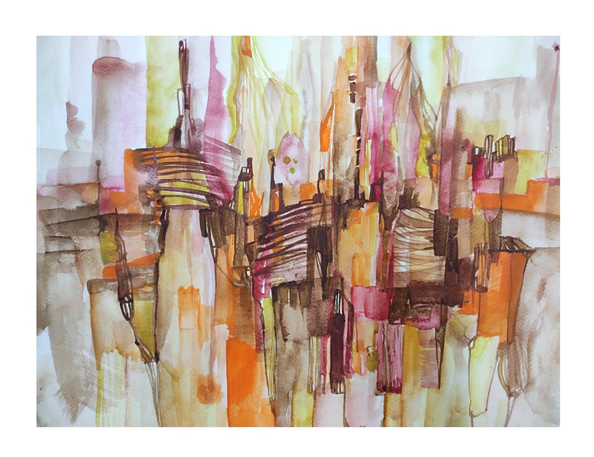Another aquarel from artcamp works...Goldcity...#watercolor #abstractpainting