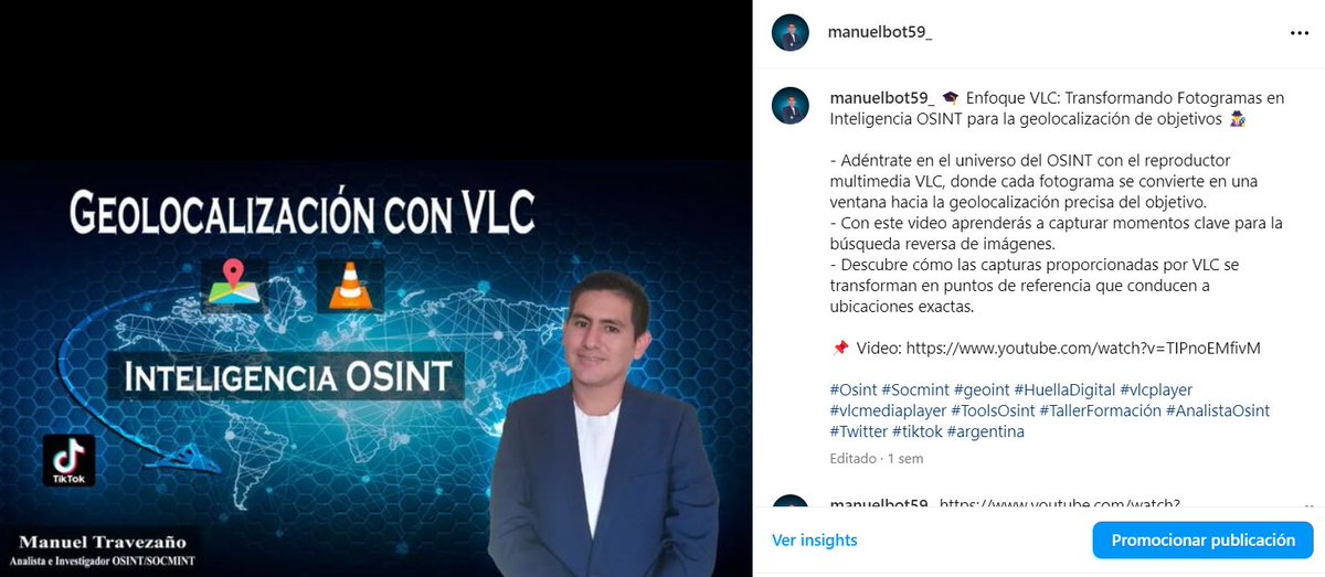 🎓 #RETO #OSINT🕵️‍♂️ #SaberEsPoder

💡💥 ¡Pon a prueba tus conocimientos!

Participa en este reto que he preparado para ti. 🔥

Solo tienes que encontrar la fecha y hora de esta publicación que hice en mi cuenta de IG: 

📌instagram.com/p/C1YbVbcOpnh/

+ info: t.me/OsintManuelBot…