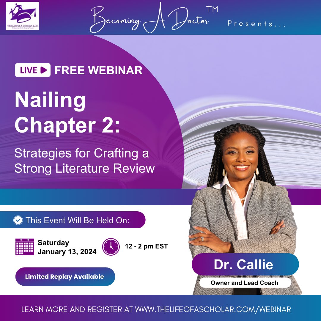 The_ScholarLife's tweet photo. Start your new year with a strong #literaturereview! 📝 

We are hosting a #freewebinar next Saturday. 

Learn more and register at https://t.co/x22IZK2dP1 

#dissertation #becomingadoctor #writingstrategies #giveawayprizes #doctoralstudent #research #researchstrategies https://t.co/ZQERzywUx4