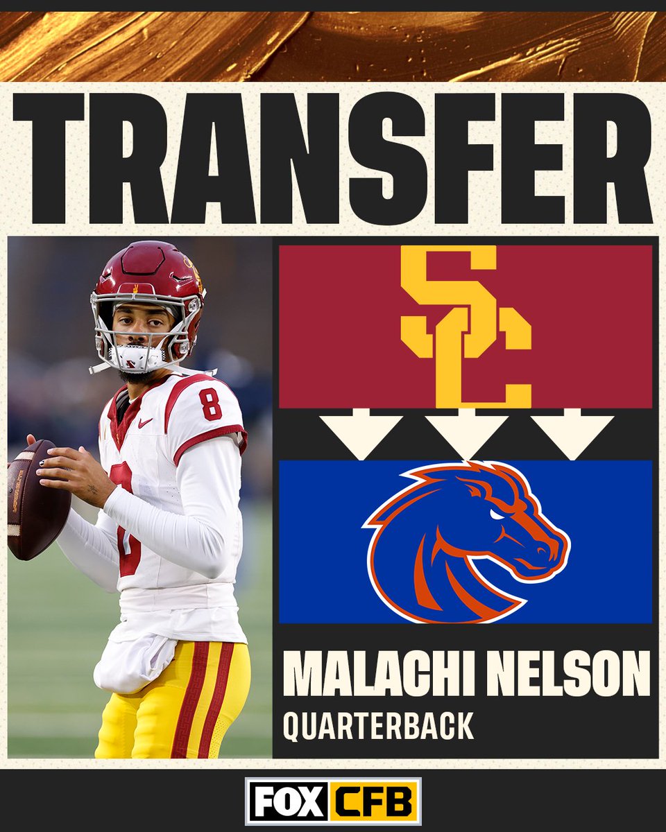 CFBONFOX's tweet image. Former USC QB Malachi Nelson has transferred to Boise State