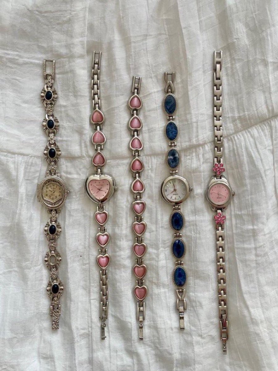 pink and blue vintage watches