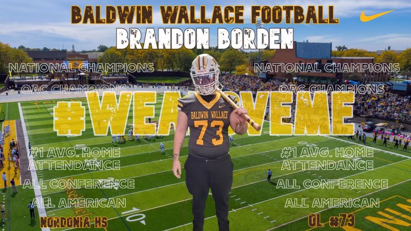 brandonbordennn's tweet photo. After a great visit I’m blessed to receive an offer from Baldwin Wallace University! Go yellow jackets🟤🟡@CoachHilvert https://t.co/HENJXuXBBH