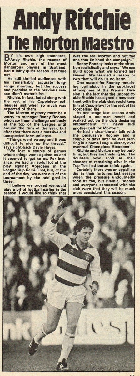 ScotsFootyCards's tweet photo. #AndyRitchie The #Morton Maestro #Shoot! 1980-08-02 https://t.co/4qNaB6lL7V