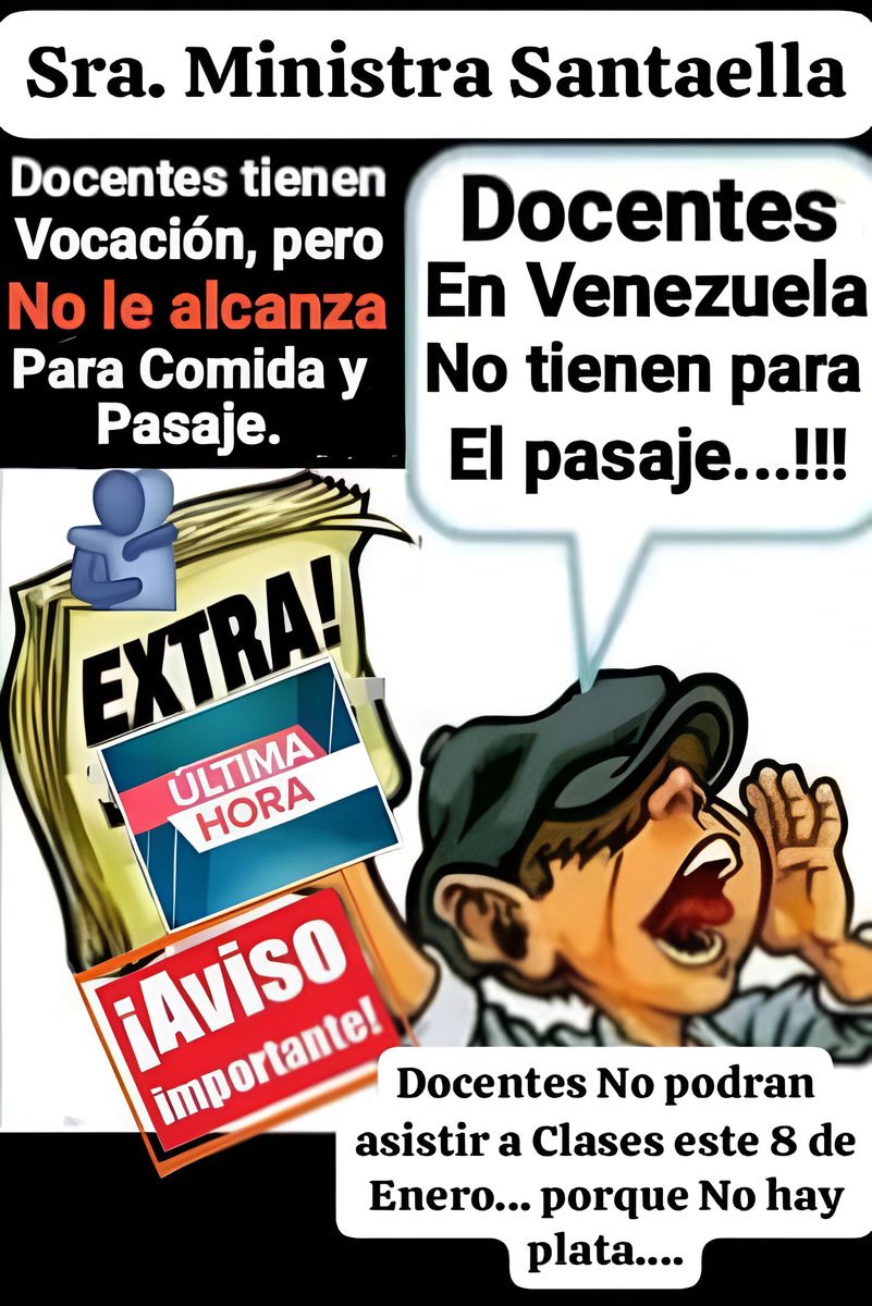 GremioDocente's tweet photo. Sra Ministra
Acá en mi casa...
Esperaré el 10 de enero para cobrar los 6$ de la Quincena... los cuales apenas servirán para algo de comer.
Será que nos vemos después del 15 de enero cuando el fulano Bono de Guerra caiga.
Mi cuenta está en CERO "0" 
@MPPEDUCACION @_LaAvanzadora