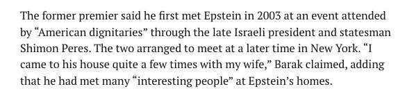 hash_tigre's tweet photo. Former Israeli prime minister and #epsteinassociate Ehud Barak says he first met Jeffrey Epstein in 2003, after being introduced to Epstein via the late Israeli president Shimon Peres
https://t.co/Uaz8rEMH7W. https://t.co/2OpXRAnsEm