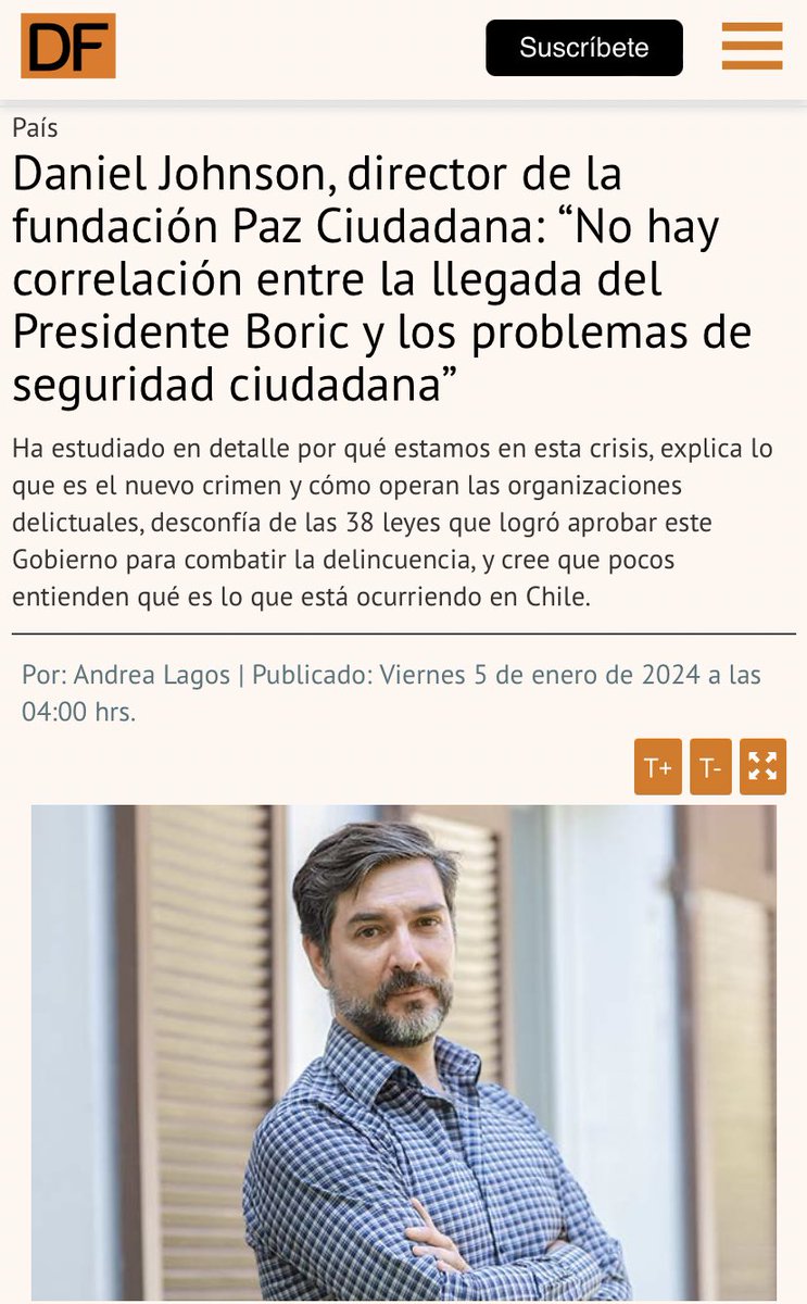 hernan_sr's tweet photo. Director de fundación paz ciudadana: 
"No hay correlación entre la llegada del presidente Boric y los problemas de seguridad ciudadana" https://t.co/coZkq2D20S