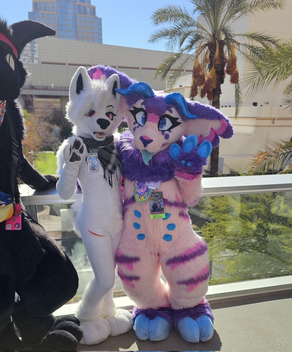 FurryChi's tweet image. Woahhhhh furries!! #PDFC2023 
Con has been a blast today!💜🙏