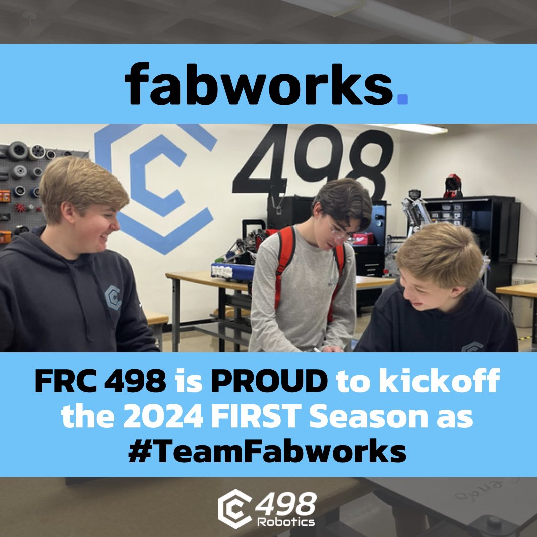 FRC 498 is proud to join this year's inaugural class of #TeamFabworks 

 <a href="/FabworksHQ/">Fabworks</a>