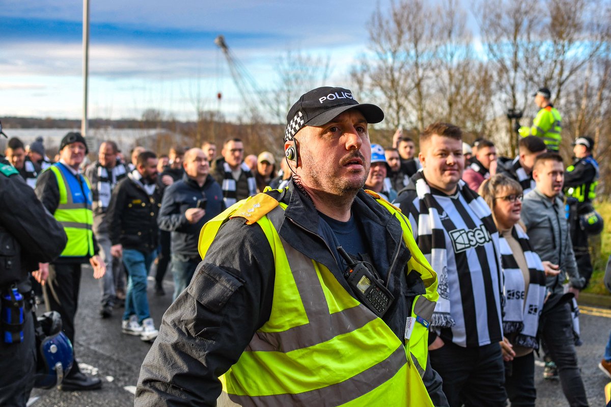 KiMcGuinness's tweet photo. Well done to @northumbriapol who ran a fantastic policing operation at today’s Wear Tyne derby.

Fewer than 10 arrests and the match and public transport remained free from violence and disorder.

Sincere thanks to the hundreds of officers and staff from our force and others who supported from around the country. You played a huge role in keeping fans happy and safe today. 

Thanks also to Newcastle and Sunderland fans for such a positive day and to @SunderlandAFC, @NUFC and @SunderlandUK for your slick planning and a successful joint operation. A day to be very proud of.