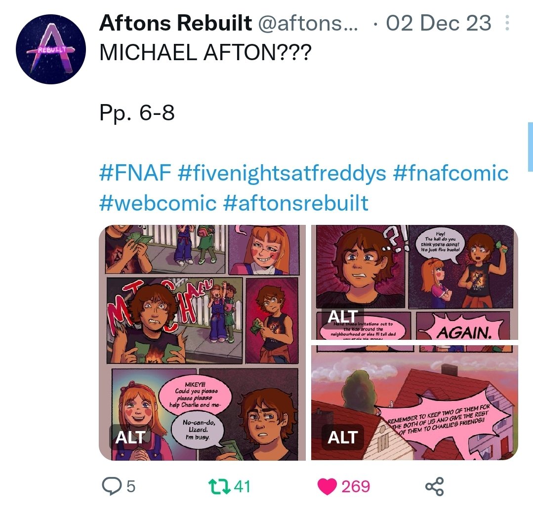 xkenji25's tweet photo. Hello friends!!!^_^
Im here to remind you that me &amp; lots of my moots are apart of @aftonsrebuilt Fnaf comic. Please consider checking it out and supporting this hardworking project.

8 colorful pages are already out, among ref sheets, + extra art and a very friendly community :3 https://t.co/P9nyd4BSNd
