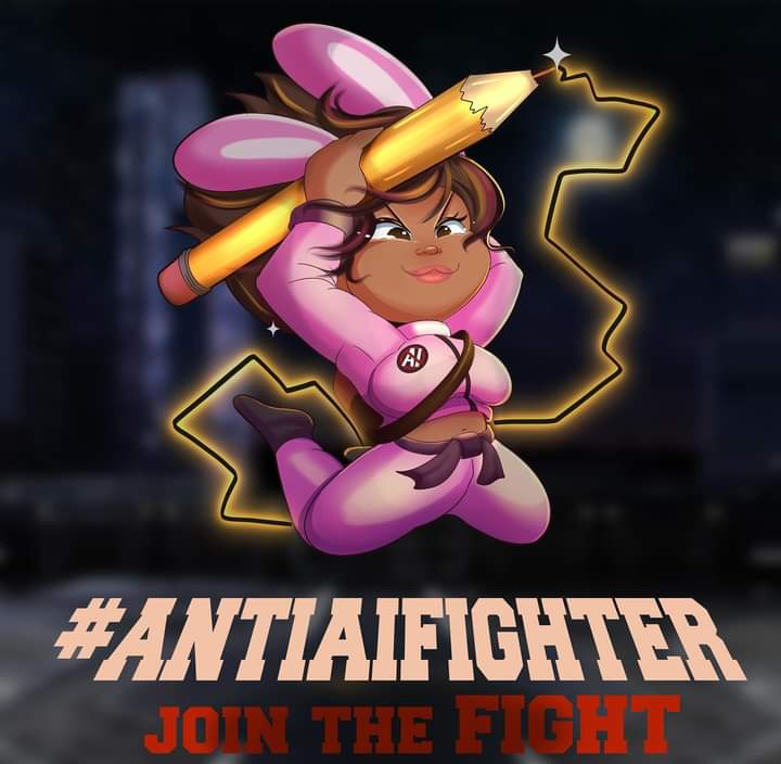 If you're tired of seeing ai on your feed, if you're sad about how ai is ruining many artist lives...Join the fight! DRAW yourself as a fighter against AI.  Use the hashtag #antiaifighter so we can share and boost your work! 
#notoai
#dontscrape
#noai
#noaiart
#antiai