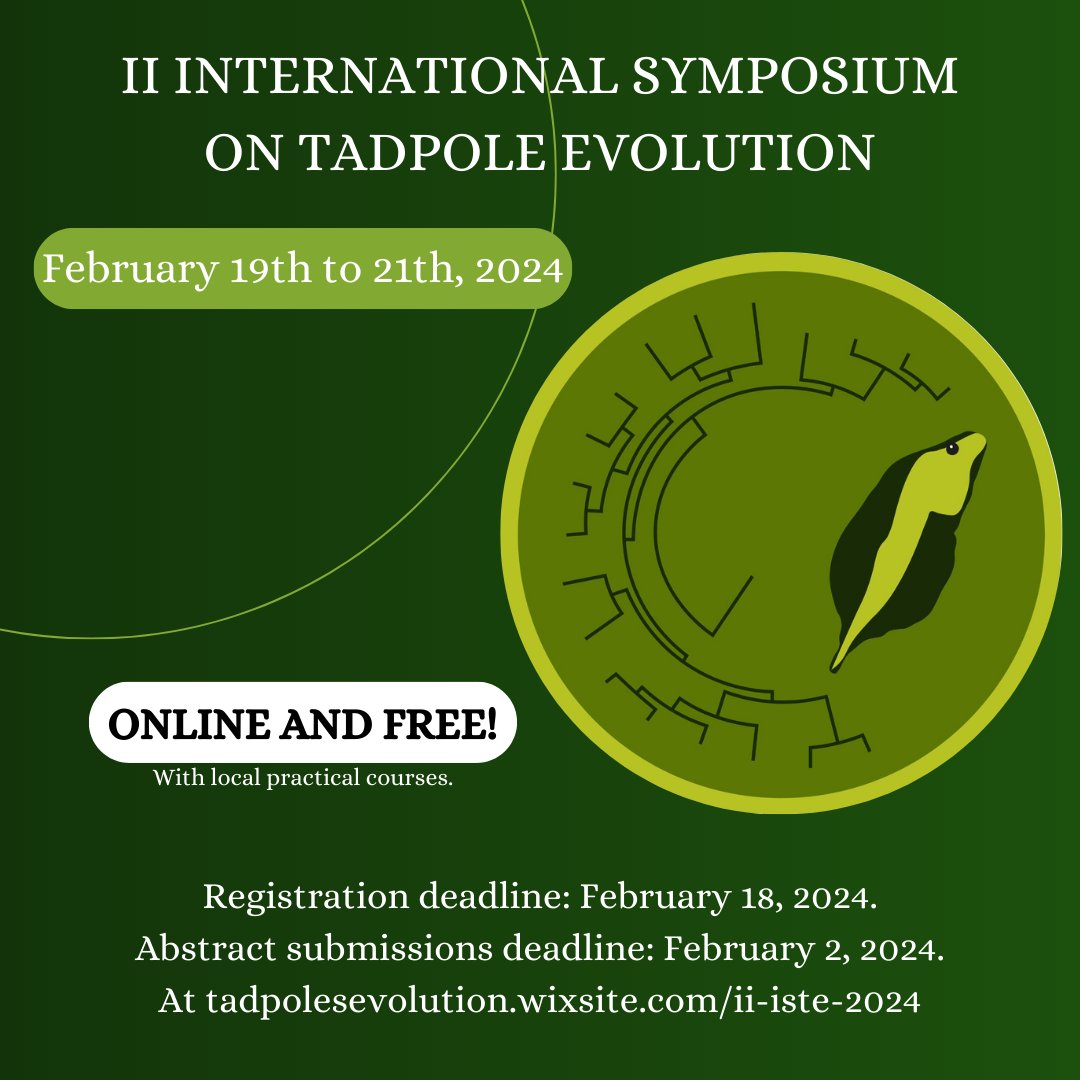 We're back with the II International Symposium on Tadpole Evolution! After the resounding success of or first meeting, we're delighted to announce the second edition.