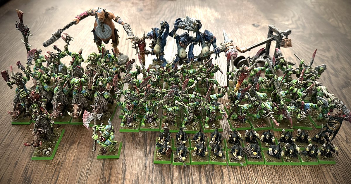 My unruly bunch ready to roll, hopefully I can still use them all
#TheOldWorld #WarhammerCommunity #warhammer #orcs #Warmongers