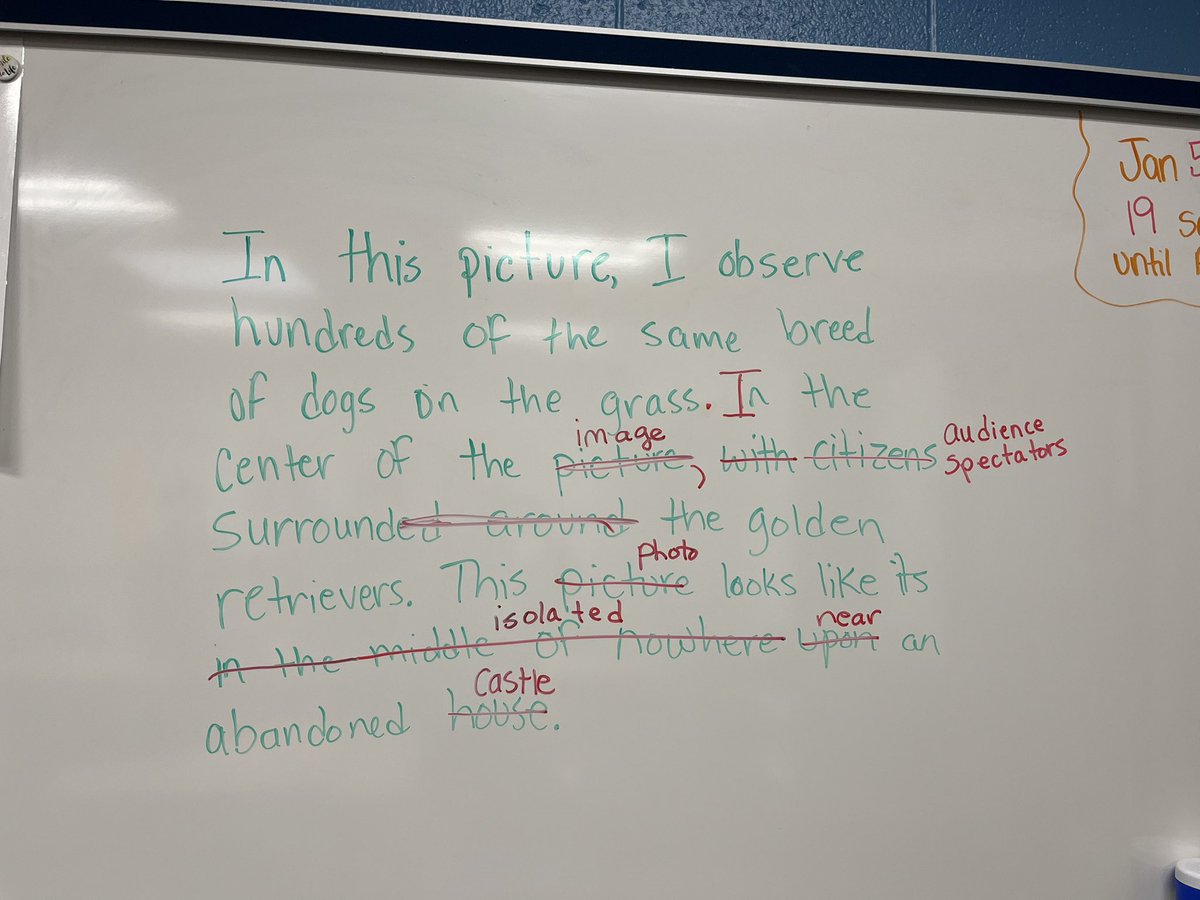 We often teach kids to write MORE, but how often do we explicitly require them to make their writing BETTER? 7th grade crushed this activity editing their own work (writing based on a photo). #lrmsesolrocks