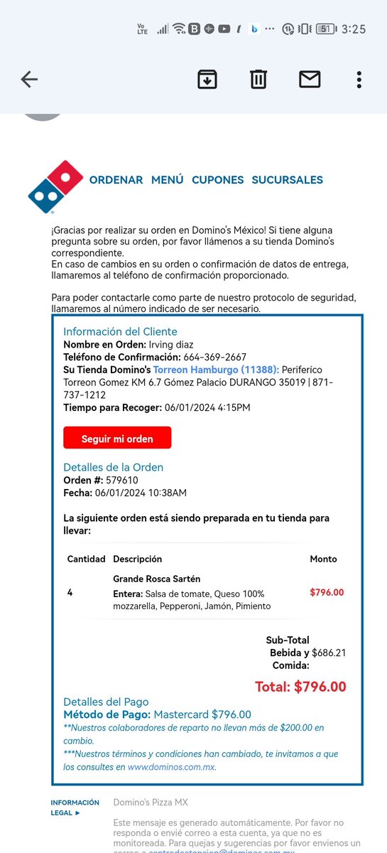 VAntonioglez's tweet photo. @dominosmx Quiero cancelar esa compra, fue un fraude, le daré de comer a un ratero https://t.co/0CR7AgOjan