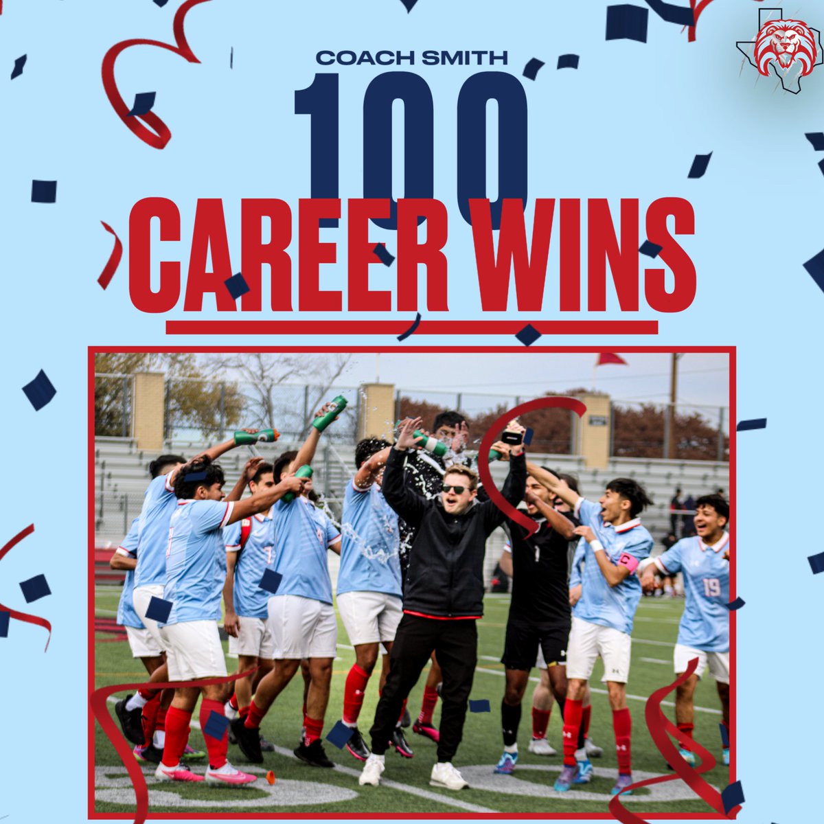 Congratulations to CHS Varsity Boys Soccer Coach, Coach Smith, on reaching the 1⃣0⃣0⃣ win milestone in the Championship match today!🥳