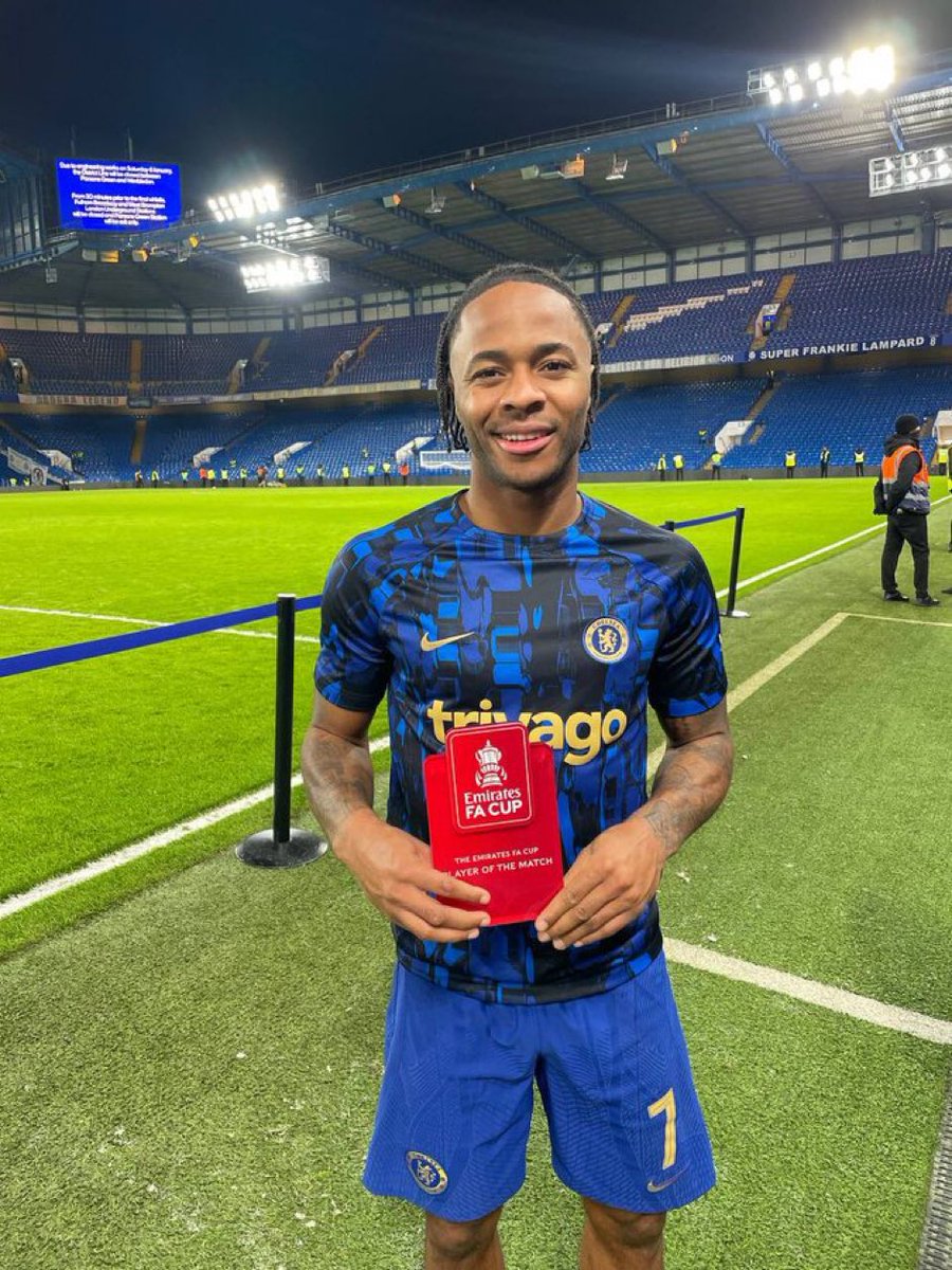 latabernablue's tweet photo. OFICIAL: Raheem Sterling MOTM. #CHEPRE
📸 @EmiratesFACup https://t.co/S38Q4CNECo