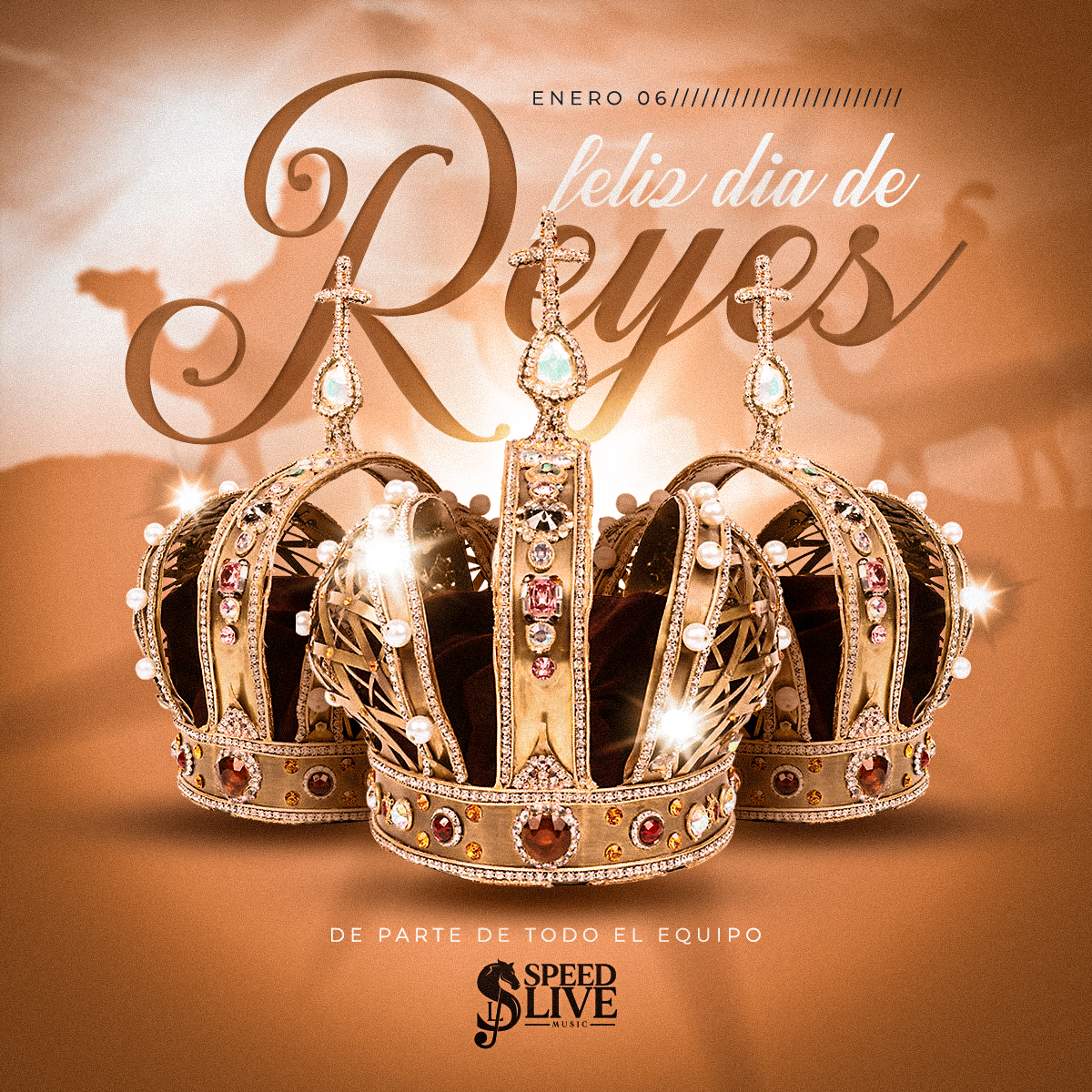 SpeedLiveMusic's tweet photo. ¡Feliz Día de Los Reyes! 👑 👑 👑

De parte de todo el equipo de Speed Live Music 🐴���️

#speedlivemusic #diadelosreyes #musicamexicana #corridos https://t.co/x1XPUqXTke