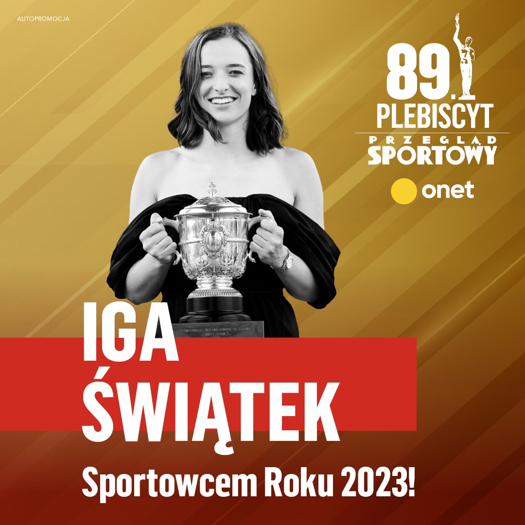 🏆🏆🏆 𝓢𝓹𝓸𝓻𝓽𝓸𝔀𝓲𝓮𝓬 𝓡𝓸𝓴𝓾 𝟐𝟎𝟐𝟑 🏆🏆🏆

🎉 Gratulacje @iga_swiatek ❗

#SportowiecRoku #GalaMistrzowSportu 
 Relacja: tiny.pl/cvgjr