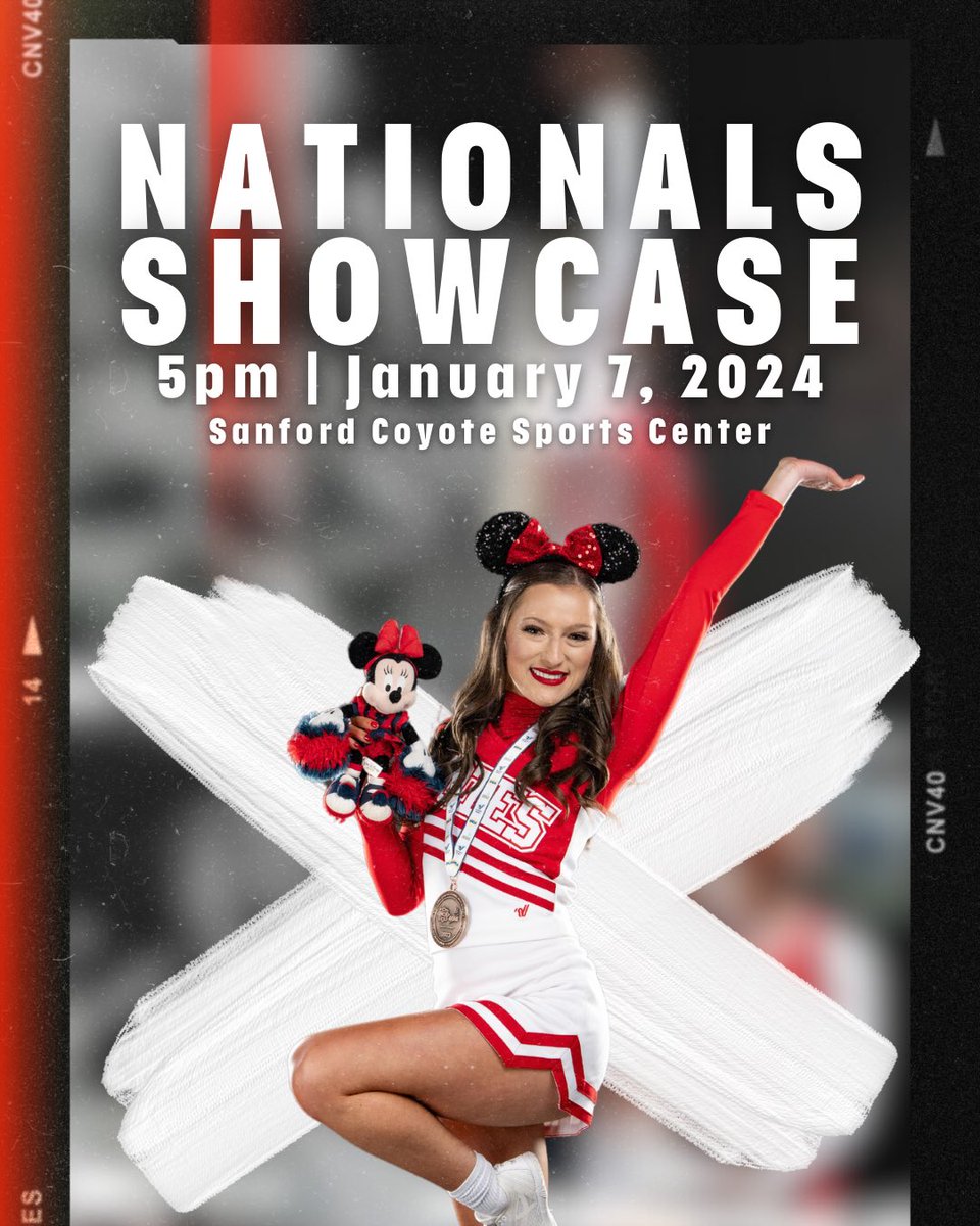 Send off our athletes to UCA/UDA College Nationals ‼️TOMORROW‼️ in the SCSC! Performances from our co-ed + usd dance + <a href="/CharlieCoyote/">CharlieCoyote</a> and our all-girl team will take place at 5:00 PM Sunday, January 7th! 🏰🌴