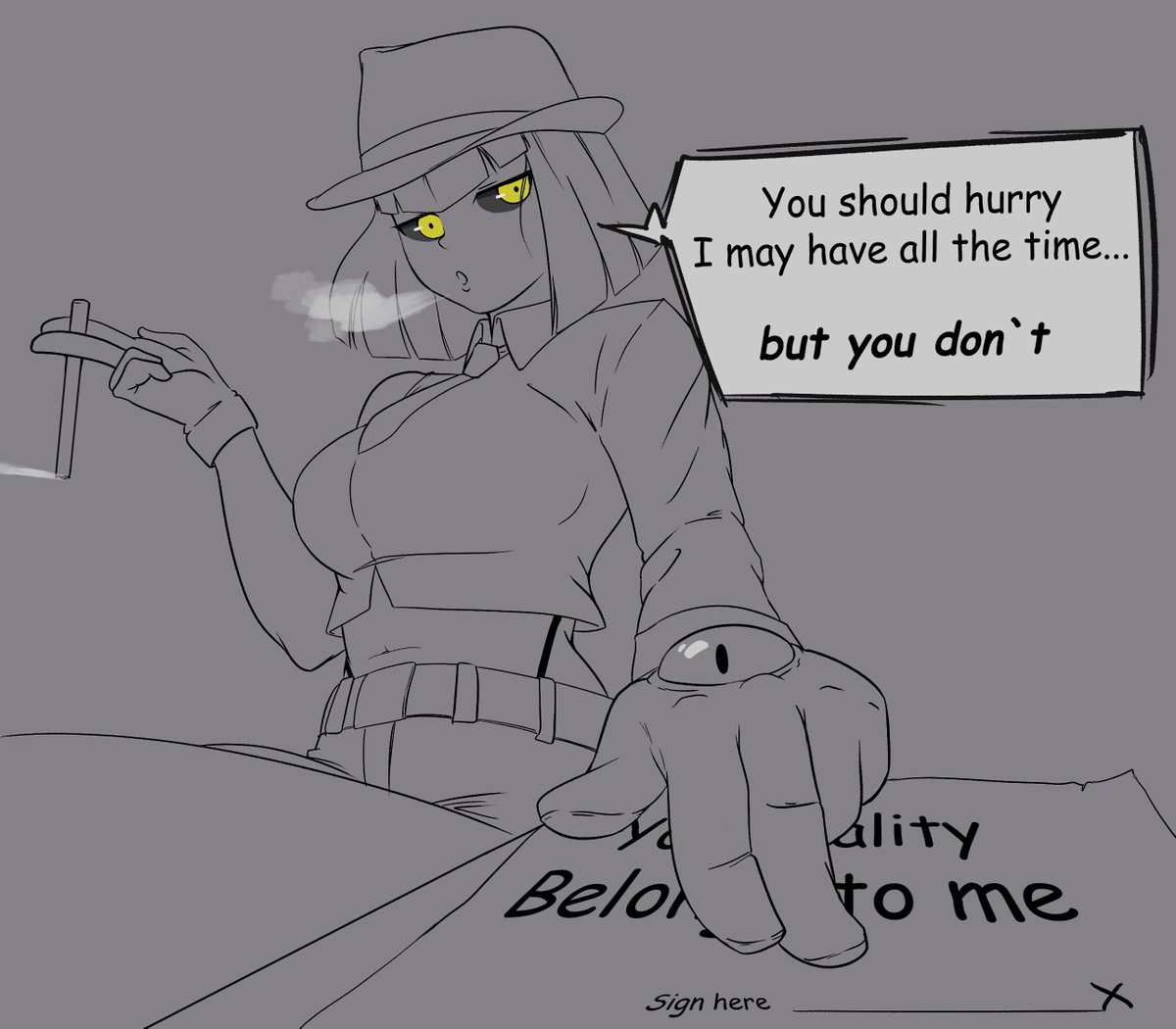 Hice este dibujo con referencia a otro que me hicieron
Dandole un toque más tierno