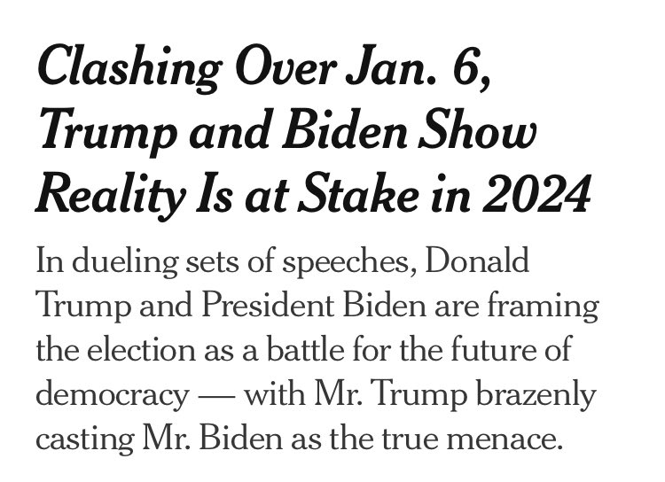 ProDemocracyRTs's tweet photo. The New York Times wrote a cowardly “both sides” headline and — after getting slammed by me and many others — rewrote it to make explicit who’s lying. https://t.co/7na3H4b6yk