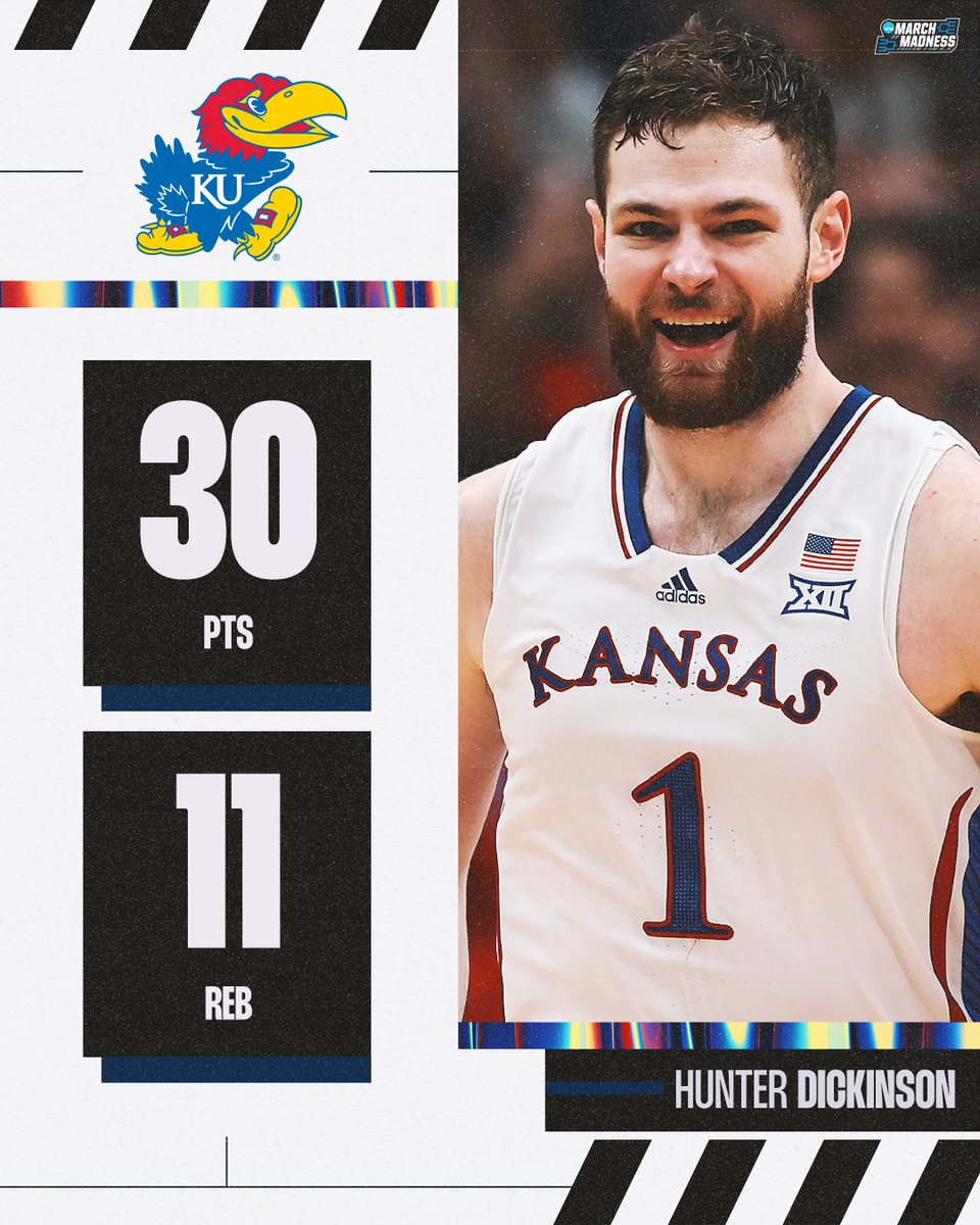 MarchMadnessMBB's tweet photo. Hunter Dickinson did not disappoint in his first Big 12 conference game 🔥 @KUHoops https://t.co/N0w4ejwHN1