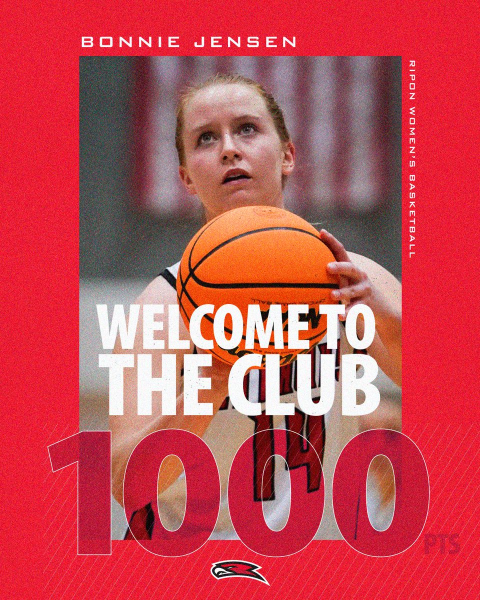 RiponRedHawks's tweet photo. There it is! Congratulations to Bonnie Jensen on becoming the 11th player in women’s basketball program history to score 1,000 career points!

#d3hoops https://t.co/juzzX5fgXQ