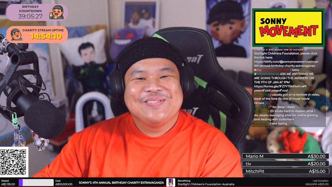 SonnyMovement's tweet photo. SO FAR, WE HAVE RAISED 1.1K IN 15 HOURS FOR CHARITY!

WE WANNA TRY AND GET IT UP TO 2.5K AFTER OUR FIRST 24 HOURS!

IF YOU SEE THIS MESSAGE, COME AND SAY HOWDY!

@Average_Jonas @DougDougFood @BoxBox @fuslie @Kkatamina @Myth_ @Lazarbeam @maxmoefoe @scarra @KaiCenat @suppycaitlin https://t.co/USvyUqCKWT