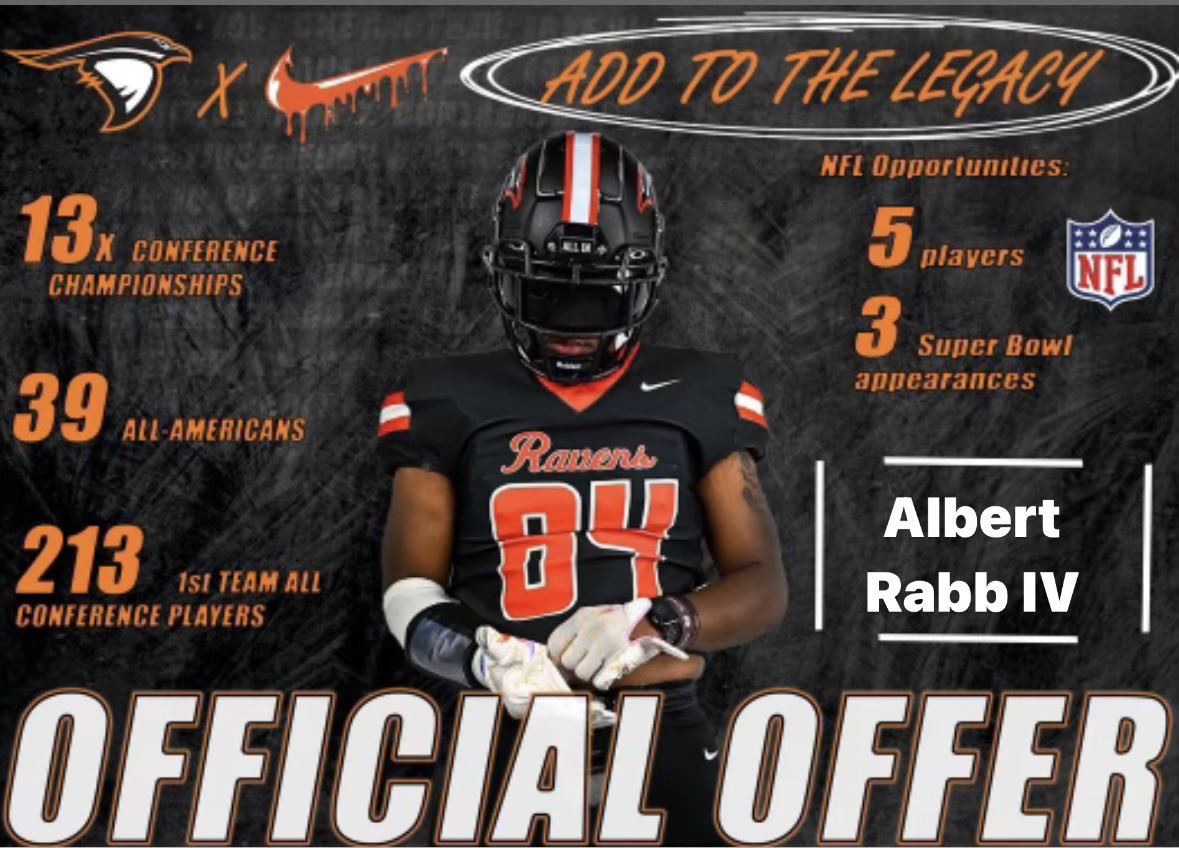 RabbAlbert's tweet photo. #AGTG After a great conversation with Coach @RB25HUD I am BLESSED to receive my first Official Offer to continue to play the sport I love at Anderson University (IN)!!!! @Coach1Martinez @CoachGabaldon @coach_codd @CoachIssa_PHES @Coach_Macias https://t.co/nI42qu2Dao