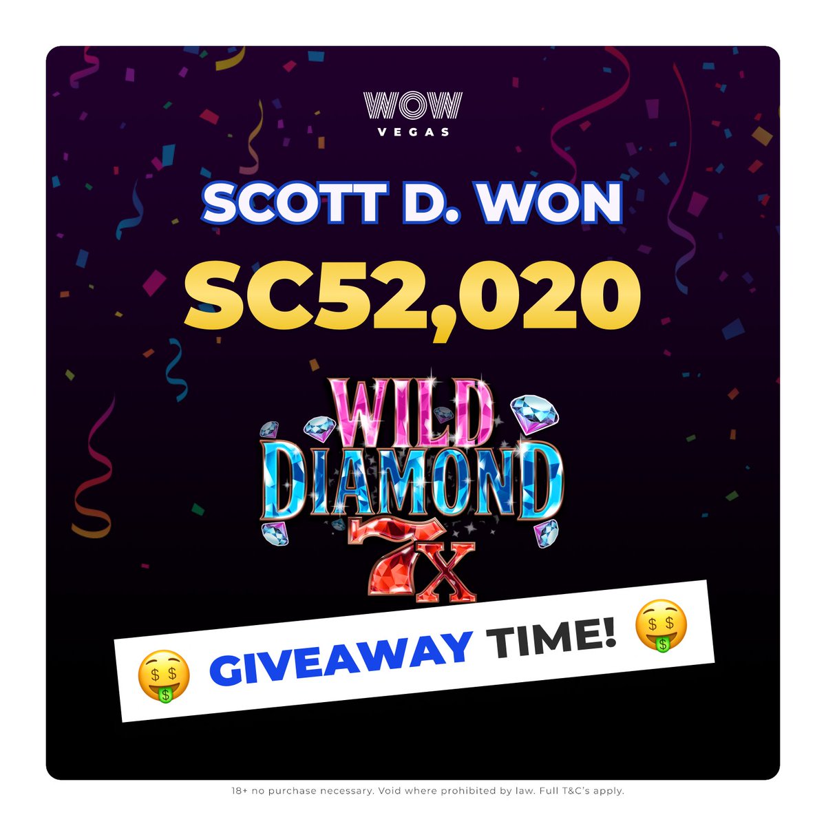 wowvegascom's tweet image. Player Scott D won 52,020.00 playing at WOW Vegas! 👏

We are giving away 500,000 WOW Coins &amp;amp; SC 20 to 5 followers across social media who:
1 - Retweet this post
2 - Comment “Congratulations!” with their username

Winners will be selected and credited Monday, good luck! 🤞