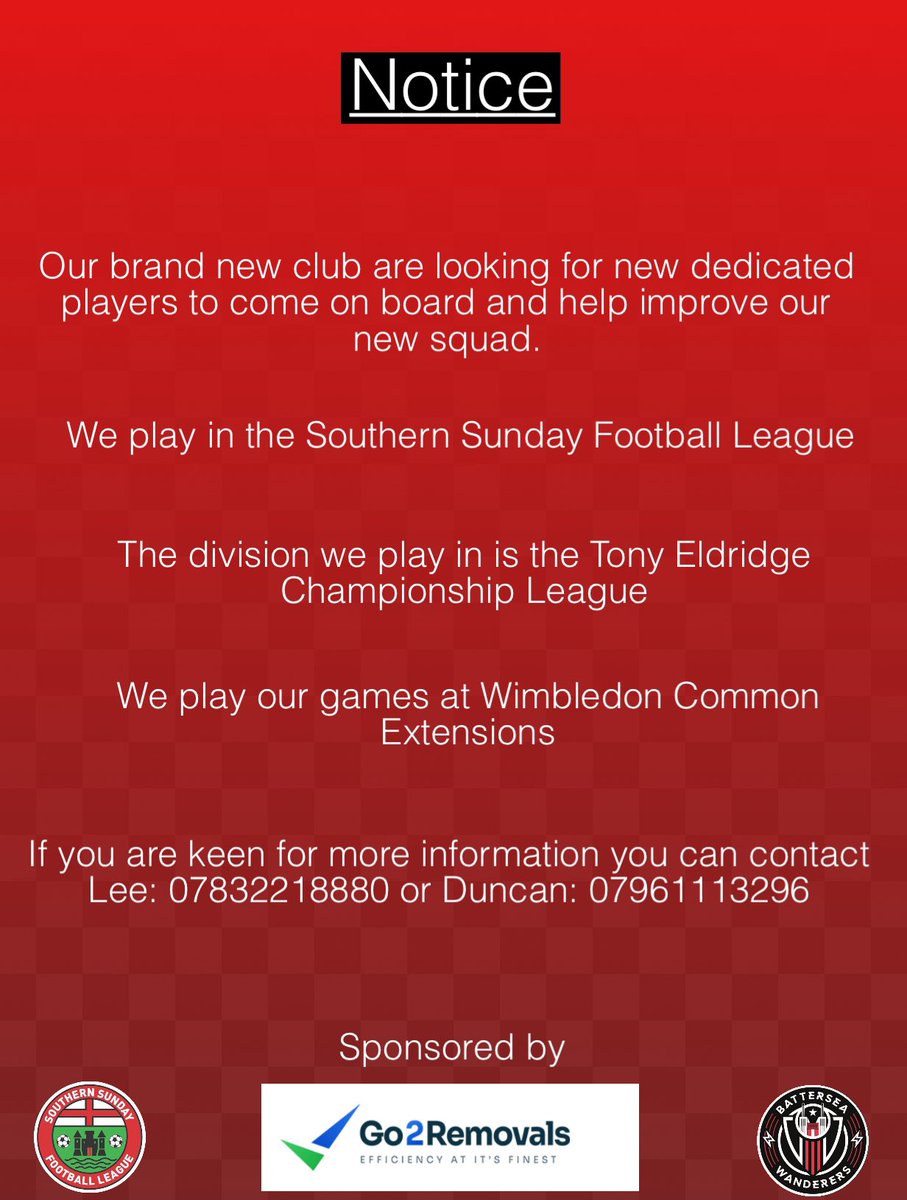 BWFC001's tweet photo. We are looking for new players!!!
#southernsundayfootballleague
#journey
🔴⚫️⚽️ https://t.co/ypFfp0Rqnr