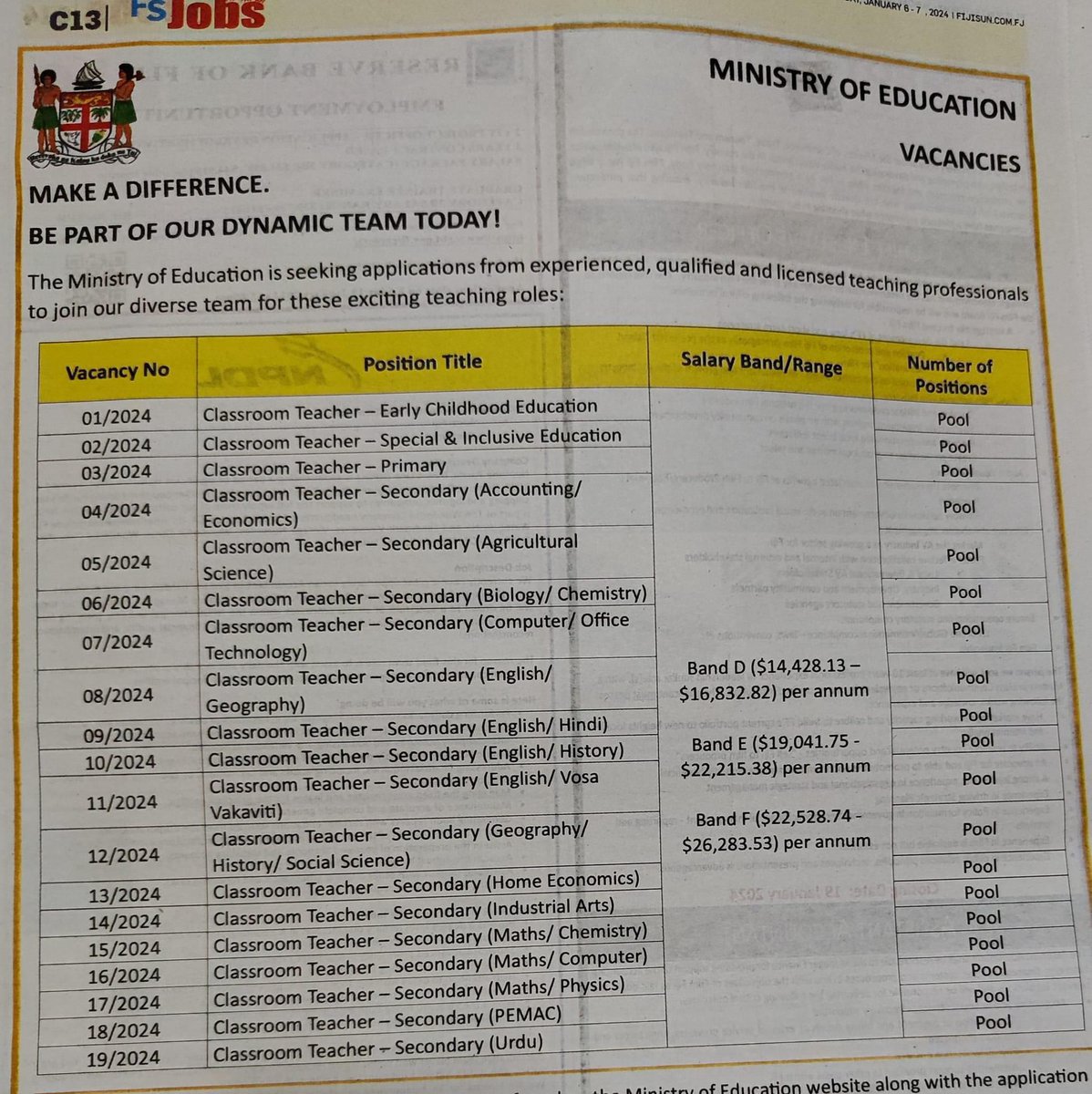pseudofijian's tweet photo. Look at the salary cap. No wonder 900 teachers are on overseas “leave”. How does one live with that pay in this economy? https://t.co/dYERcE5hr4