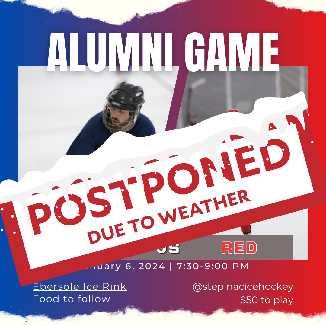 The alumni game is postponed due to tonight’s weather. We are currently working on rescheduling the game.