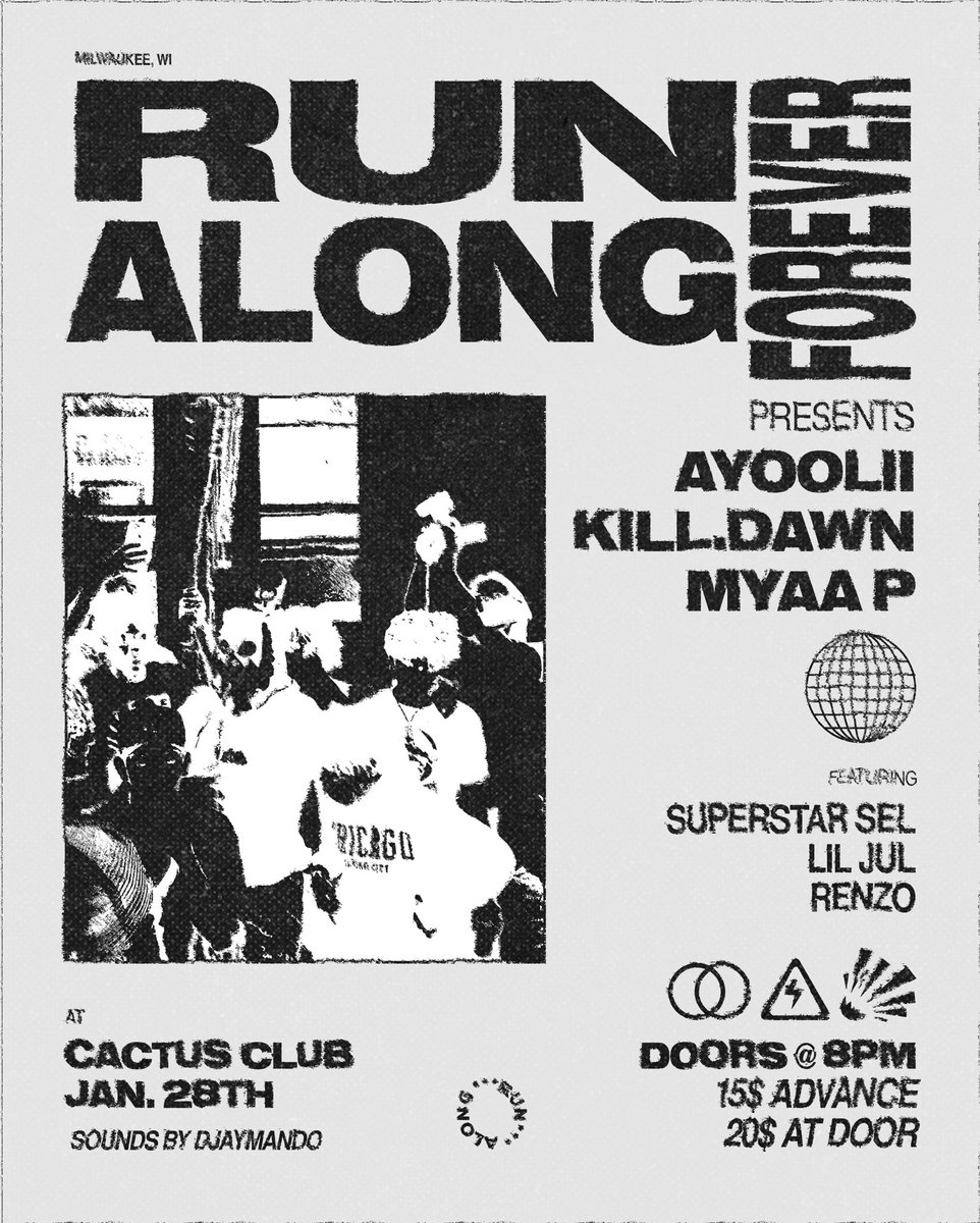 runalongforever's tweet photo. Run Along Forever Presents:
@1Brudderman @killdawnn MyaaP

live @cactusclubmke 1/28
doors @ 8pm

sounds by @djaymando 

featuring Superstar Sel, Lil Jul, Renzo https://t.co/7a8BePZku5