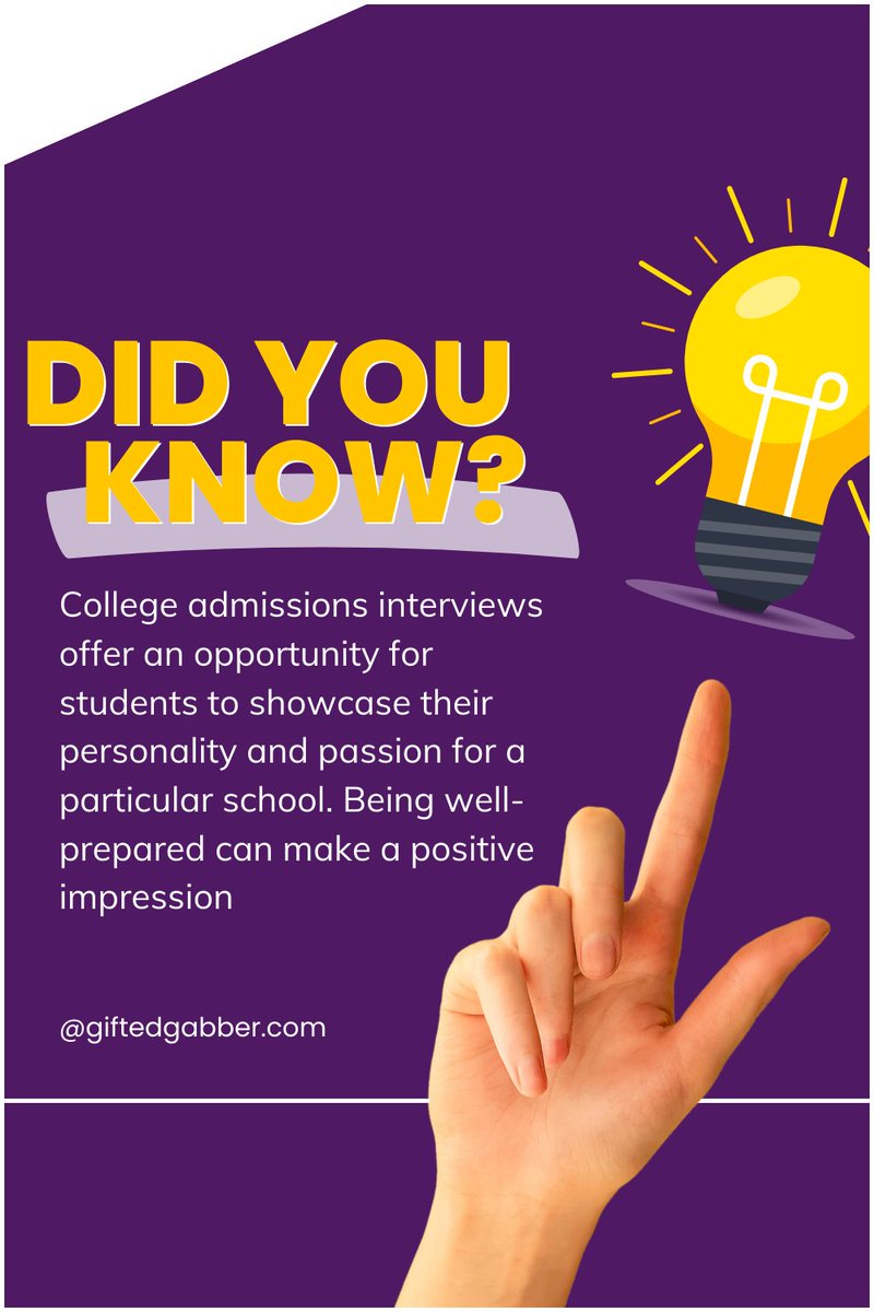 🎓✨ Did you know? College admissions interviews are your moment to shine! 🌟 

rfr.bz/t8uvn2l 

#CollegeAdmissions #InterviewTips #ShowYourPassion #AdmissionsSuccess #InterviewPreparation
#CollegeJourney #FutureCollegian #ImpressAdmissions #ShineInInterviews'