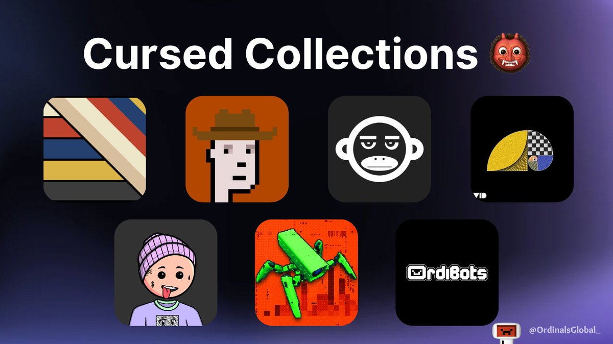 Happy Ordinals Jubilee! 🎉 Cursed inscriptions are the new meta, and their value will only increase with time - less than 1% of all existing inscriptions! Here are some of the cursed collections you should pay attention to 🧵👇 1/8