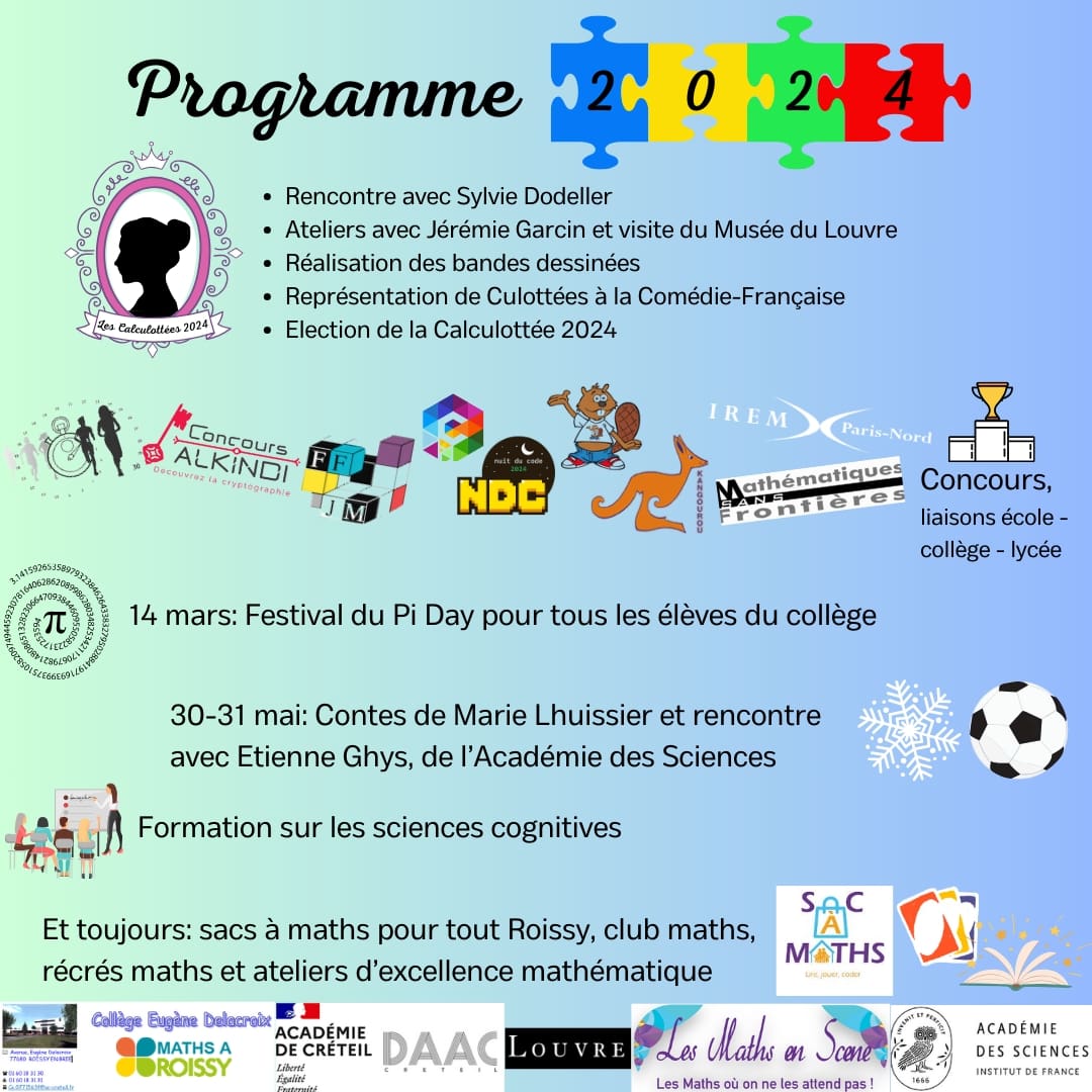 HalougiL's tweet photo. Programme du 2e semestre au #labomath du collège @DelacroixRoissy 👇
Et aussi plein d'autres moments mathématiques :
- exposition #sport et #maths @CNRS_INSMI 
- ateliers #maths et #art pour la journée artistique et culturelle et la JPO
...
@AcadSciences @MarieLhuissier https://t.co/NNZuAp35dT