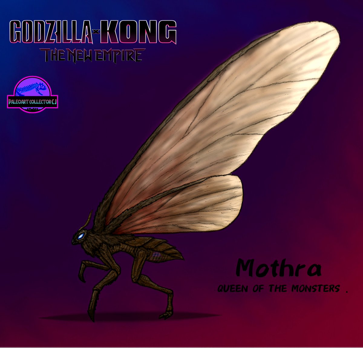 CPaleoart's tweet photo. Second drawing of the year, this time I wanted to draw Mothra as she supposedly would be seen in GxK, for this I based it on 2 leaked images of 2 supposed figures, I hope you like it. #Mothra #GodzillaxKongTheNewEmpire #GodzillaXKong #MonarchLegacyofMonsters #Monarch #MonsterVers https://t.co/BKOl0jKY24