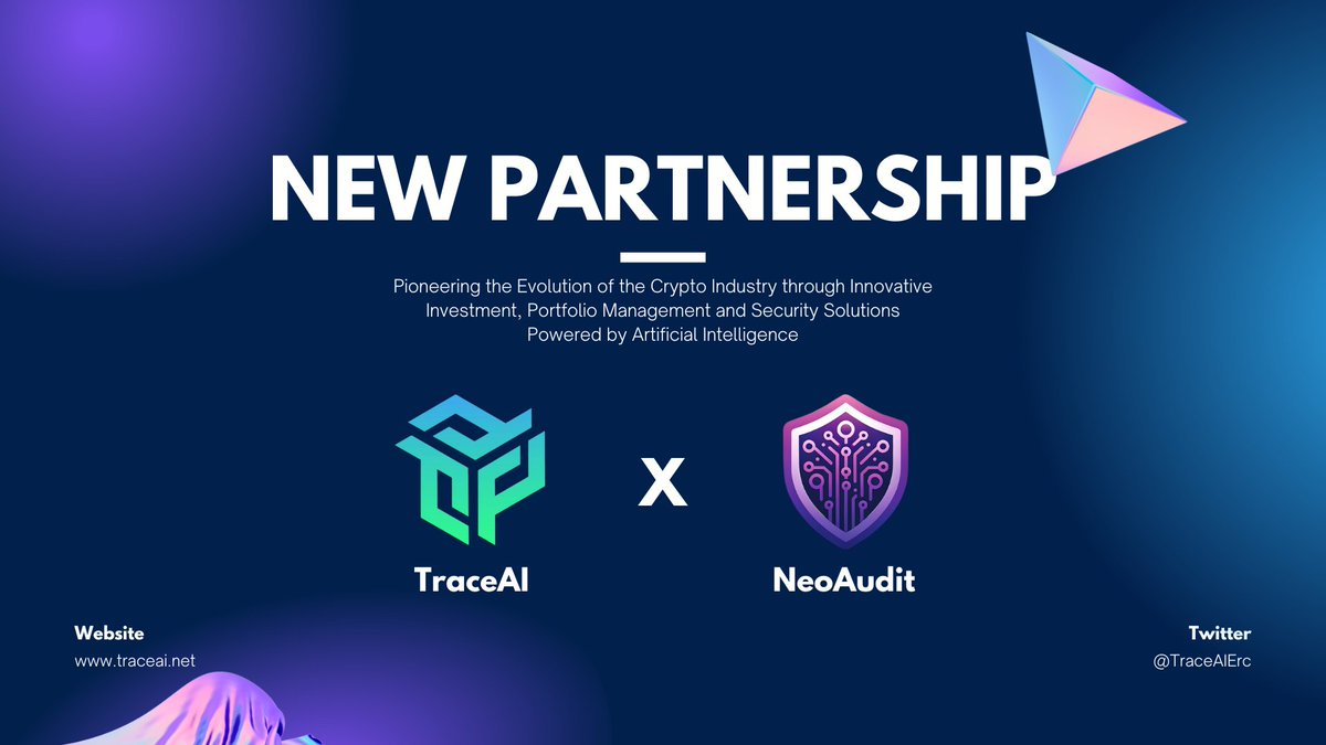 TraceAiErc's tweet photo. #TraceAIErc x @NeoAuditAI
We are pleased to announce our new partnership with $NAAI which is a powerful suite of tools that harnesses the cutting-edge capabilities of AI and ML to offer a range of AI-powered solutions for audit, research, safety etc.
We Keep building together! https://t.co/pCeNvZz59T