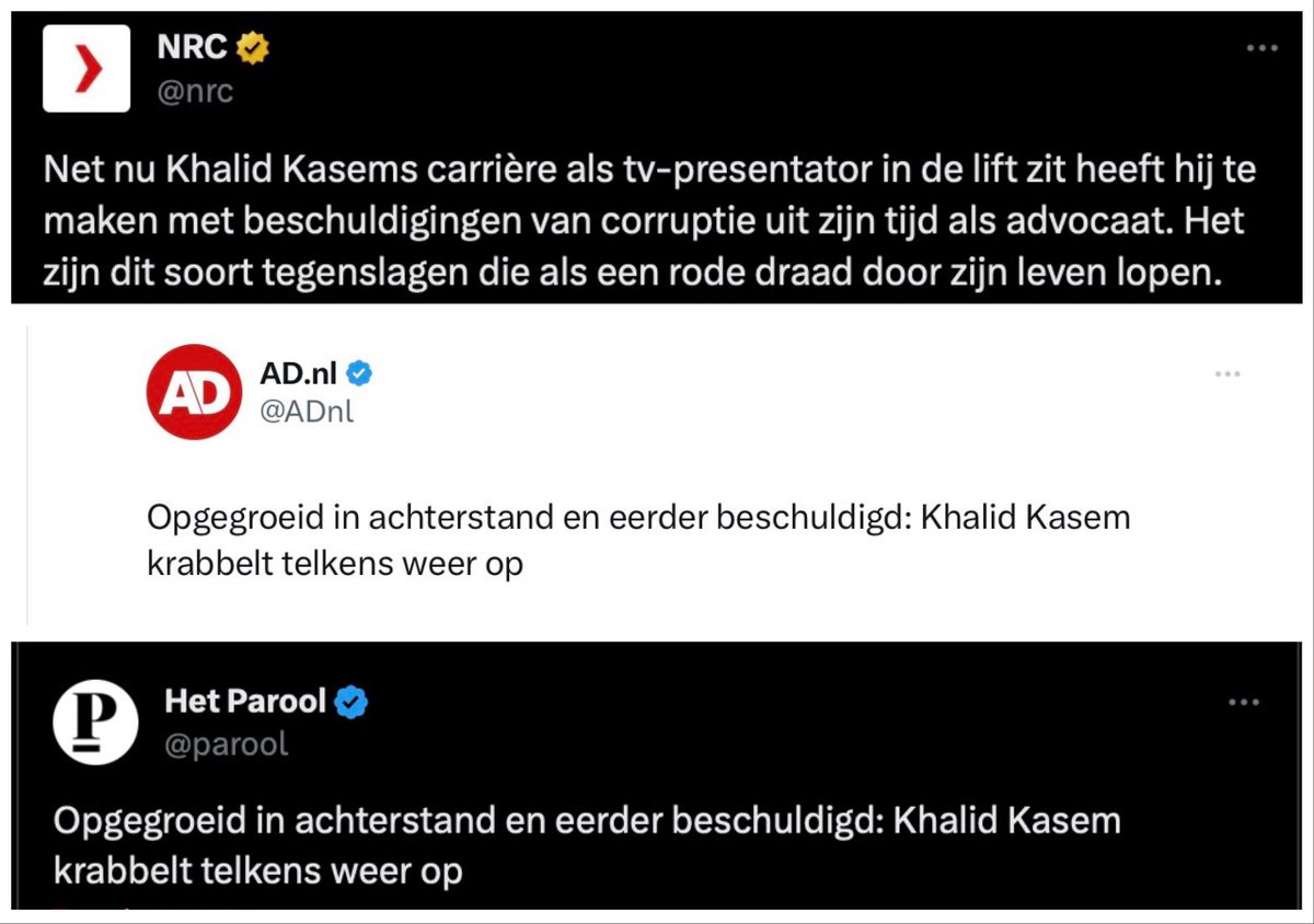 Verdacht van lekken naar de maffia. Vermoedens van omkoping. Nooit kwaadaardig nepnieuws rectificeren. Hoeveel “””tegenslag””” mag een diversiteits-FTE als Khalid Kasem op z’n naam zetten voordat ie op z’n karakter wordt beoordeeld ipv op z’n afkomst?

nijmansnieuwsbriefje.nl/p/de-kamikaze-…