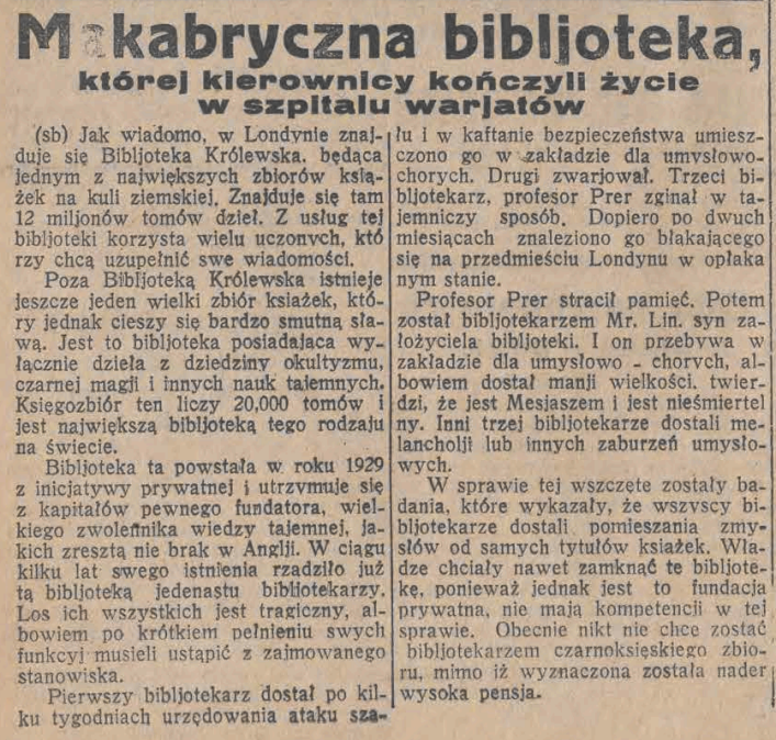 Wiadomosci_'s tweet photo. 7 stycznia 1934.
#Łódź Krew się lała obficie na zabawie tramwajarzy
 #Berlin Kto wie, o co chodzi w tej informacji?...
#Londyn Biblioteka grozy. Cos się dzieje z bibliotekarzami? 
#Kraków Rita Gorgonowa pisze list z więzienia https://t.co/nE0geib3Tp