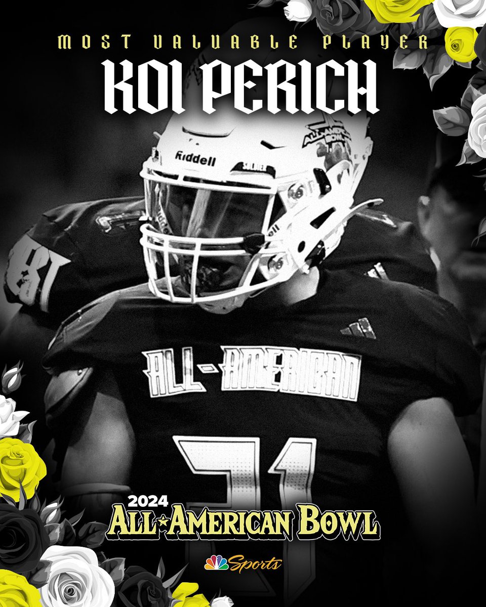 AABonNBC's tweet image. 2024 All-American Bowl MVP 

DB @koiperich3 

Esko, MN

#RTB 🛶 

#AABCO2ON4TION 👑🌹🏈

#AllAmericanBowl 🇺🇸