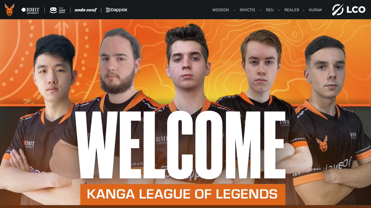 Kanga would like to proudly present our LCO roster for 2024!*

New Year, new faces to the LCO, new names to remember 

 🛡️ <a href="/doowonkim03/">Woodon</a>
 🌴 <a href="/Invictis3/">Invictis</a>
 ⚔️<a href="/ReuFury/">Reufury</a>
🔫 @OceRealer
 🧙‍♂️<a href="/KurakLoL/">Kurak</a>

*Pending Riot Approval 

#KangGang 🦘
